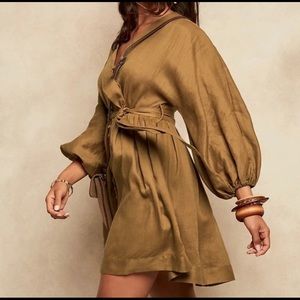 Banana republic linen balloon sleeve swing dress